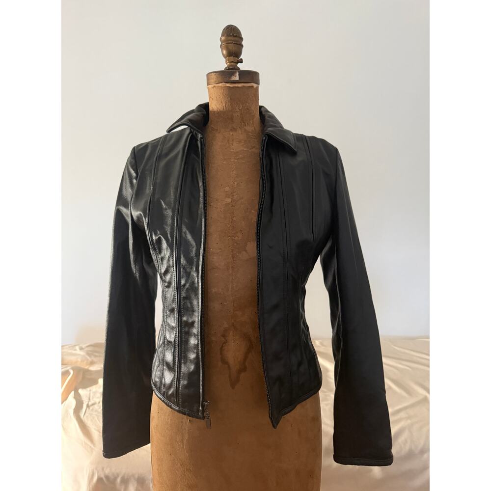 Victoria Secret XS Moda International Leather Moto Biker Jacket Corset Style